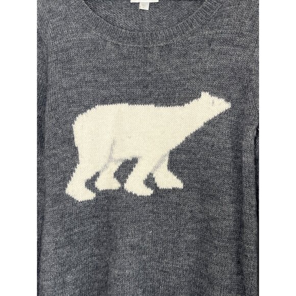 Garnet HIll Gray Wool Alpaca Ribbed Knit Sweater‎ Pullover Polar Bear Graphic S - Picture 4 of 8